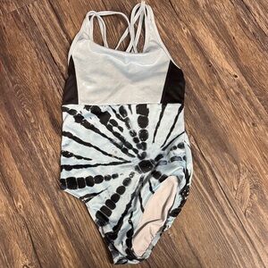 Justice Black & Light Blue Tie-Dye One-Piece Dance Costume